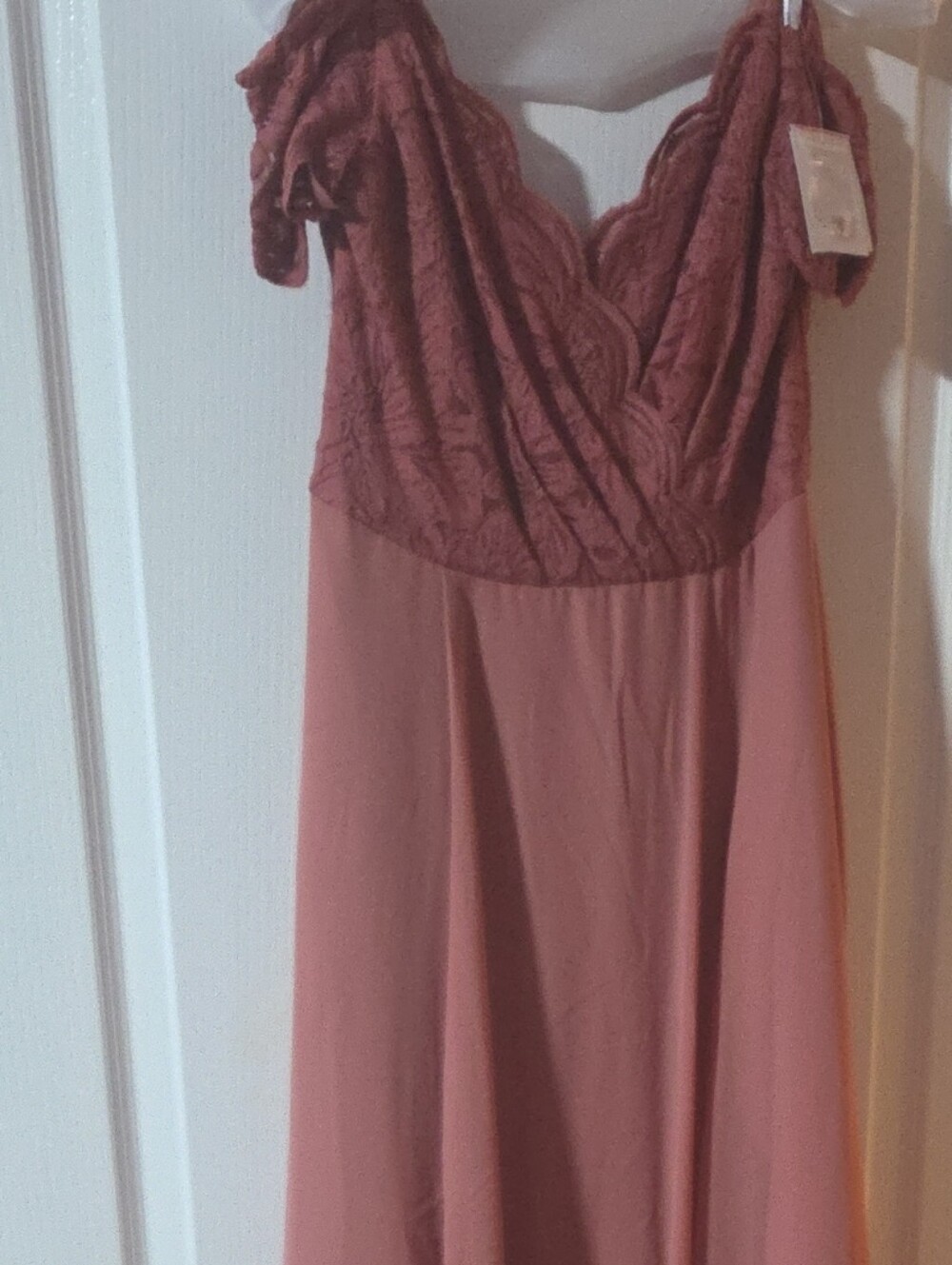 Elegant Lace Bodice Maxi Dress - Dusty Rose